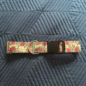 Pink and blue floral large thick dog collar